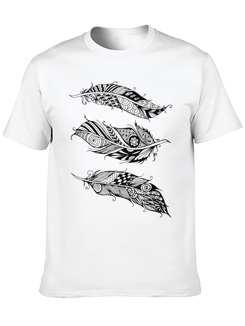 Feather Print Black T-Shirt