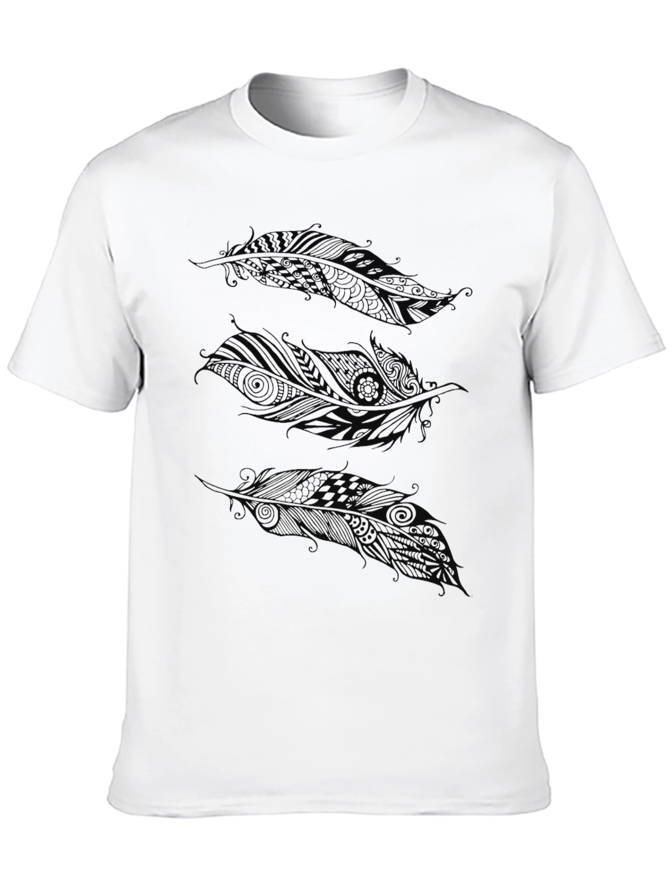 Feather Print Black T-Shirt