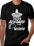 Tacos Average Nurse Graphic Tee - Black Cotton Blend