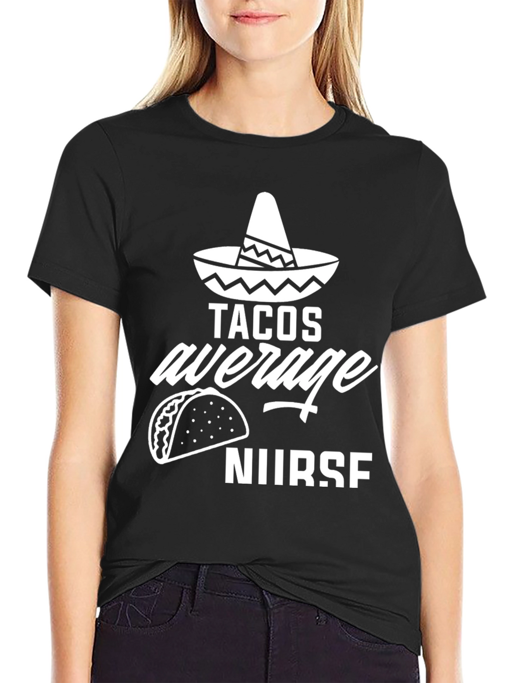 Tacos Average Nurse Graphic Tee - Black Cotton Blend