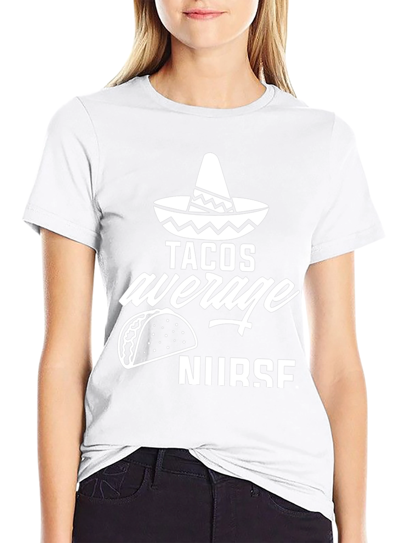 Tacos Average Nurse Graphic Tee - Black Cotton Blend