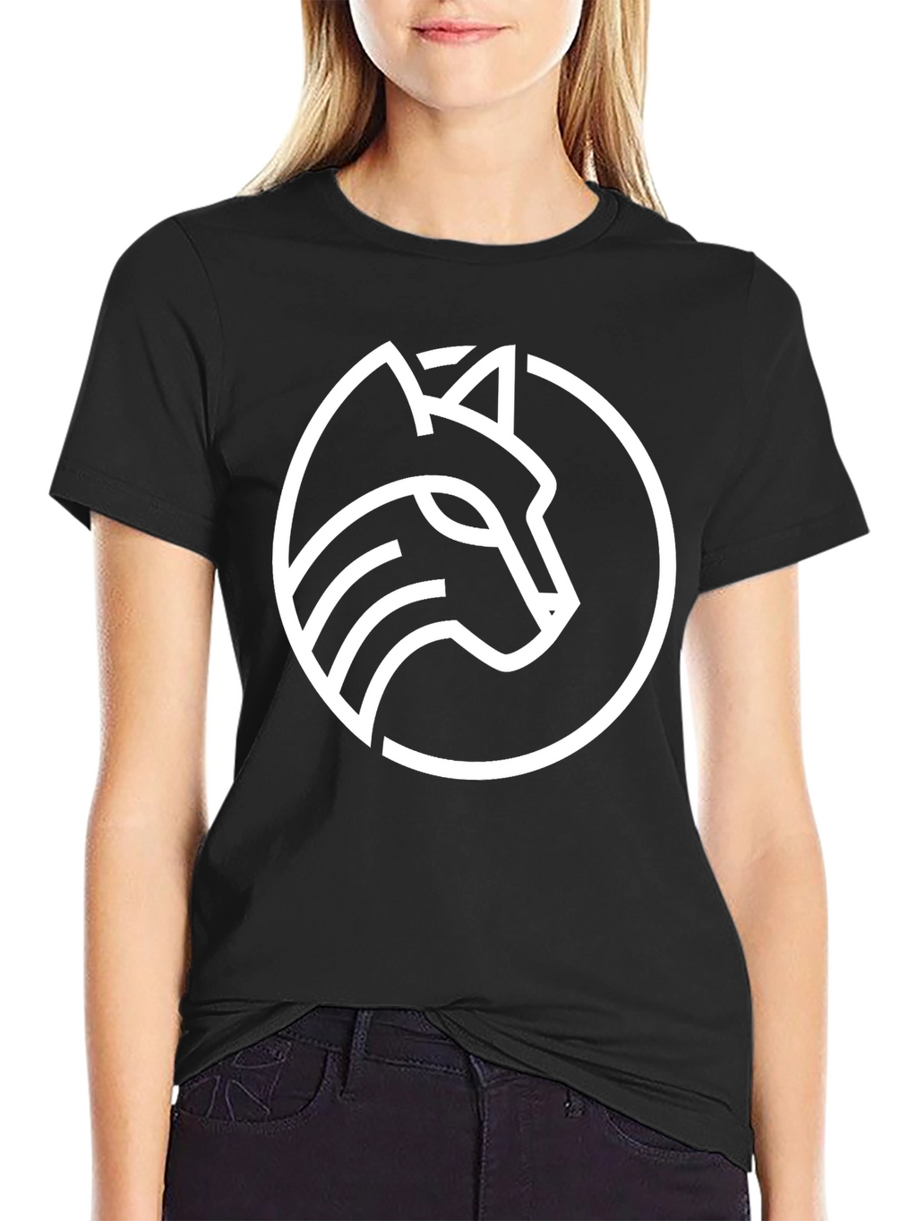 Modern Wolf Logo Graphic Tee - Black