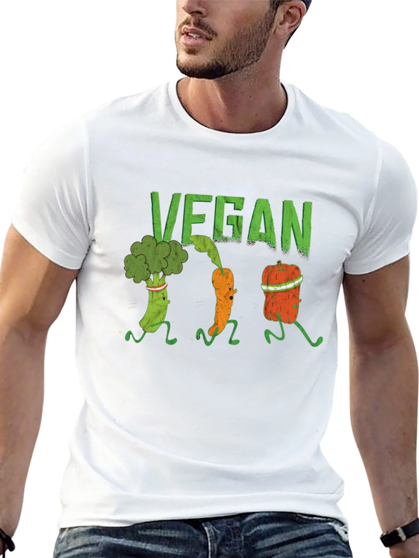 Vegan Running Vegetables Graphic T-Shirt