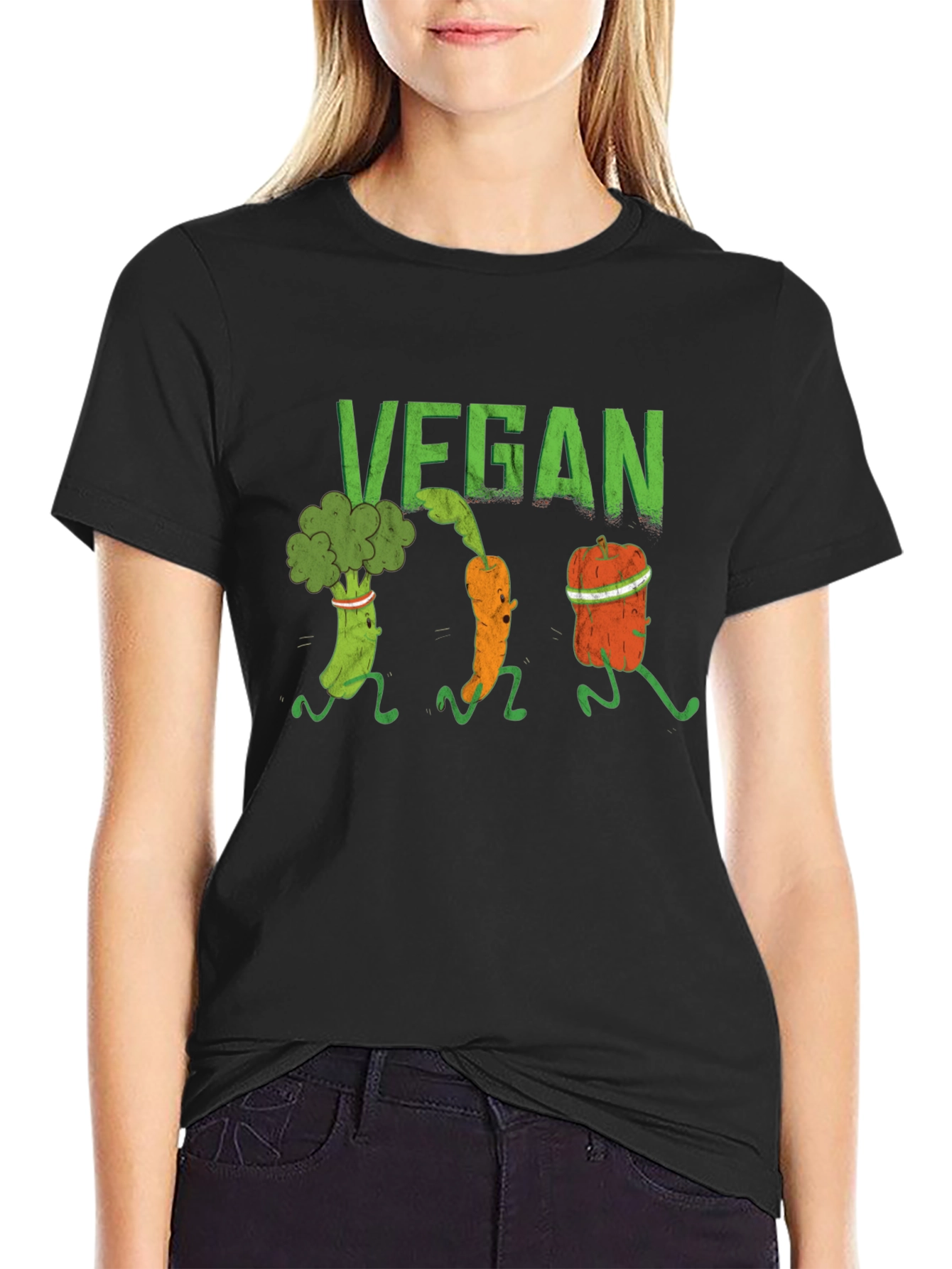 Vegan Running Vegetables Graphic T-Shirt