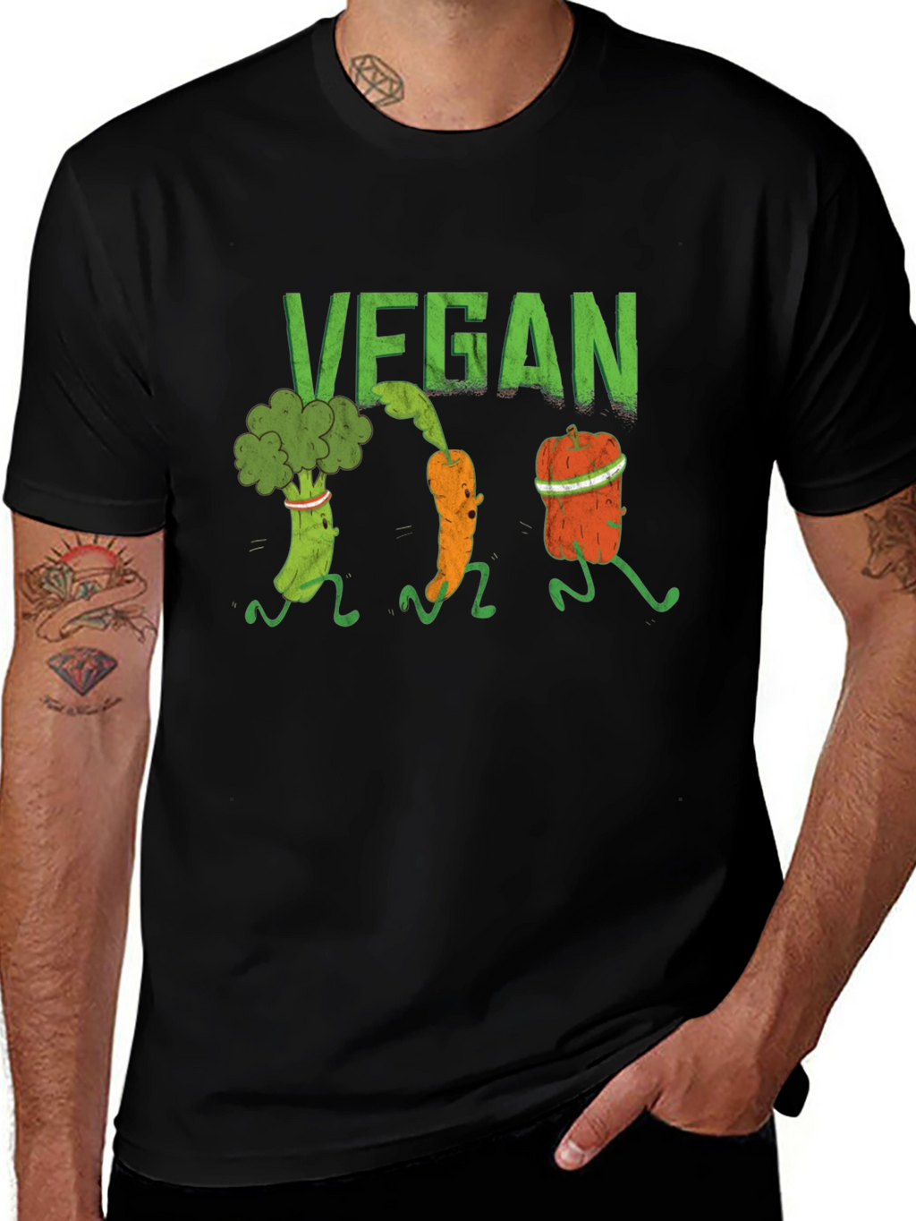 Vegan Running Vegetables Graphic T-Shirt
