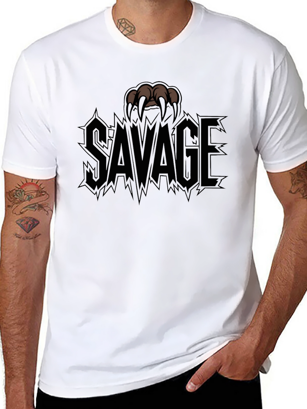 Savage Claw Graphic Print T-Shirt - Black