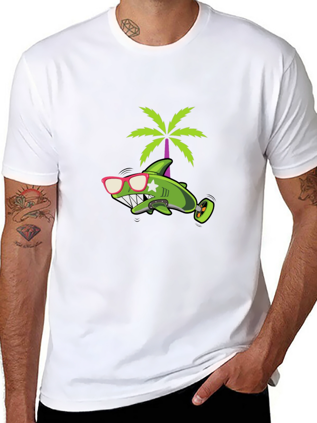 Cool Shark Graphic Tee - Black Cotton T-Shirt