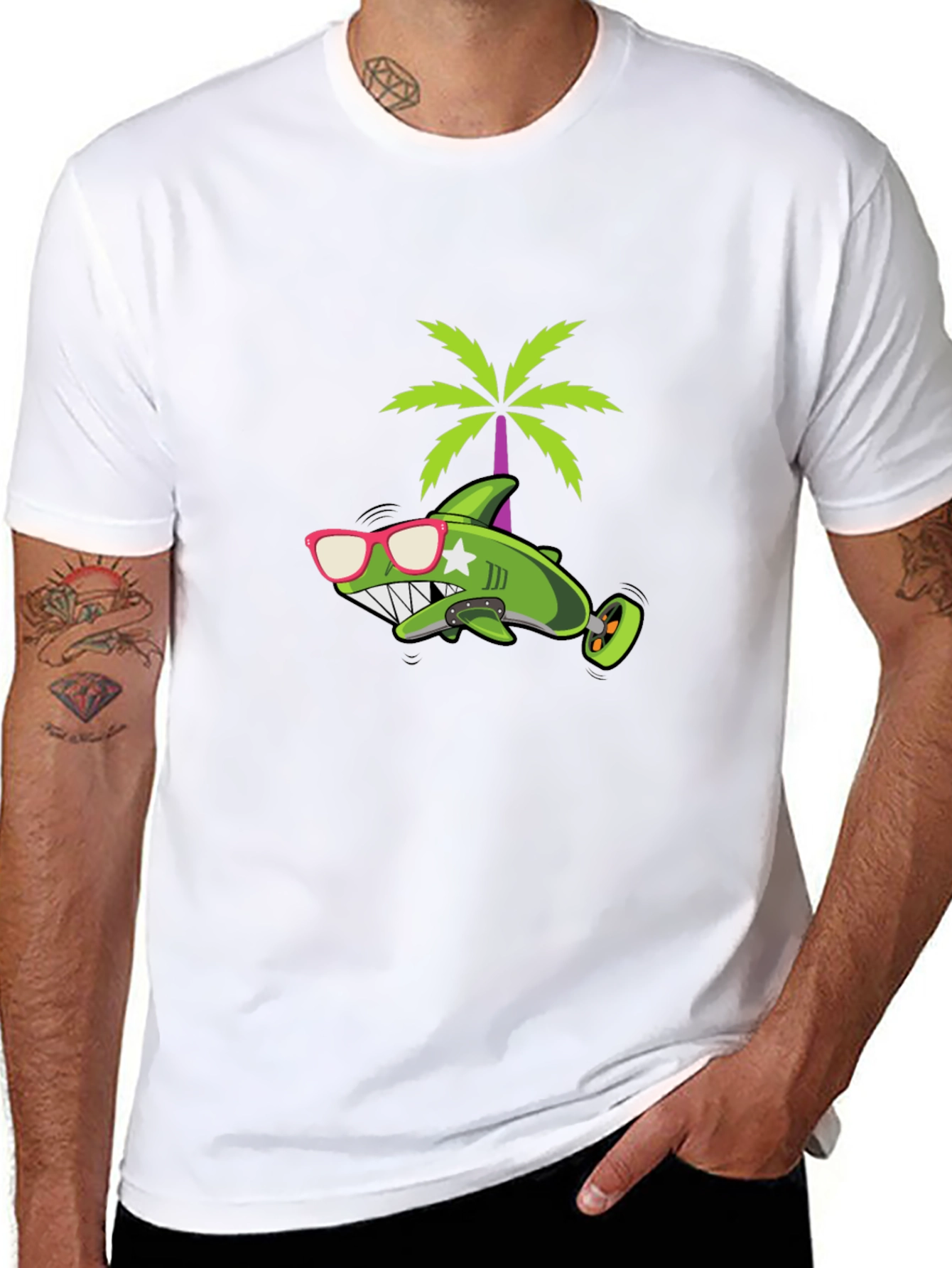 Cool Shark Graphic Tee - Black Cotton T-Shirt
