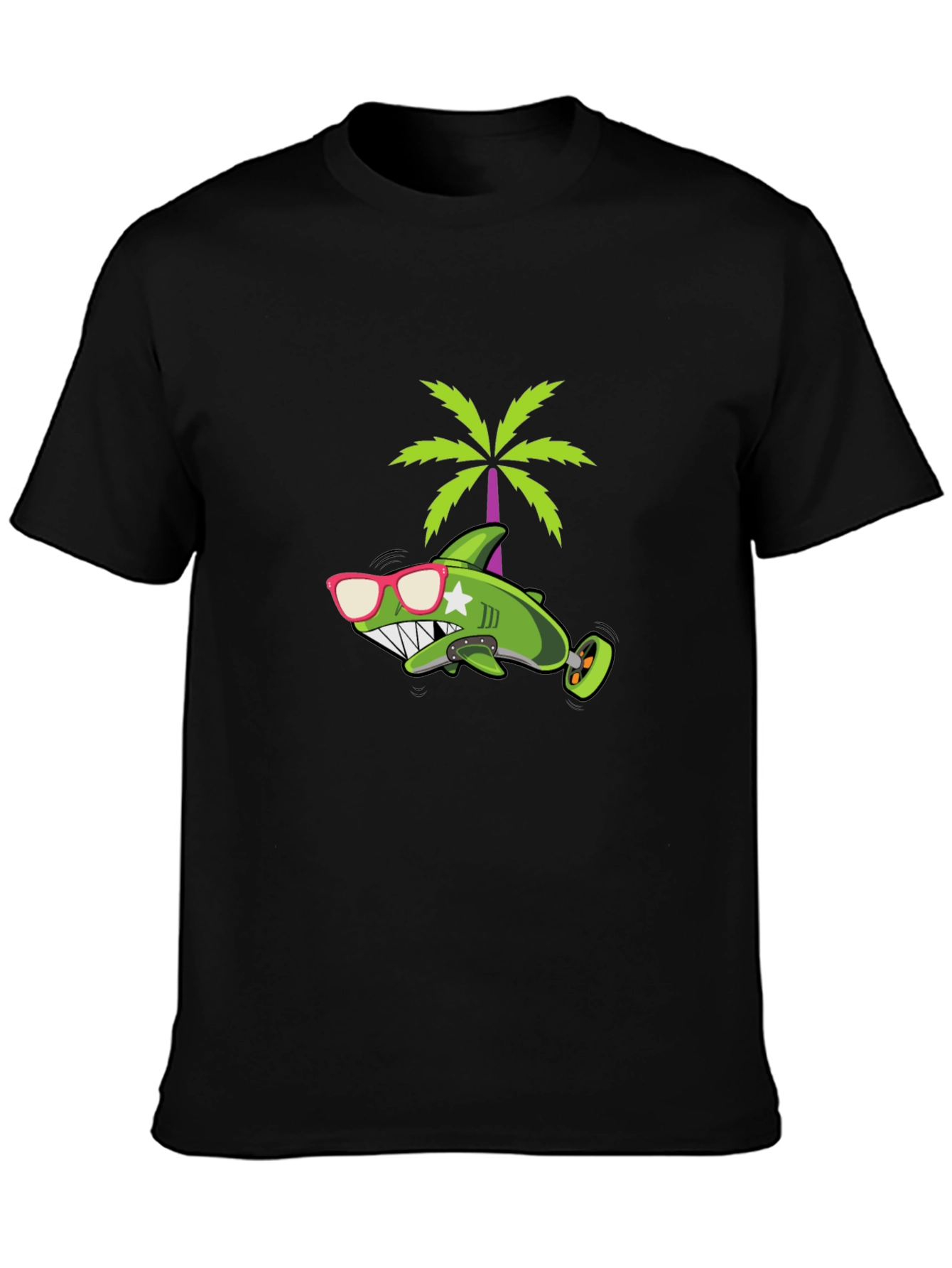 Cool Shark Graphic Tee - Black Cotton T-Shirt