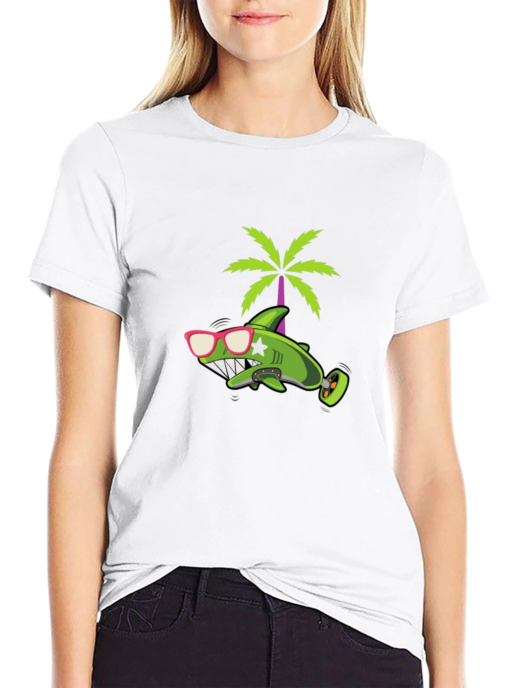 Cool Shark Graphic Tee - Black Cotton T-Shirt