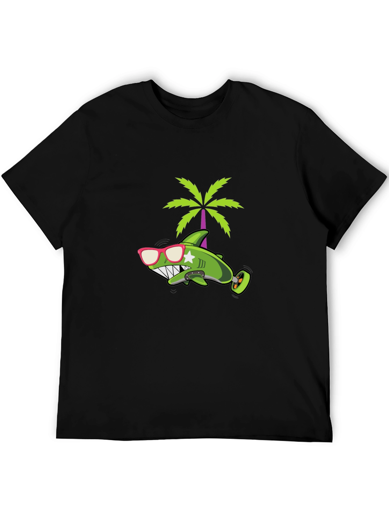 Cool Shark Graphic Tee - Black Cotton T-Shirt