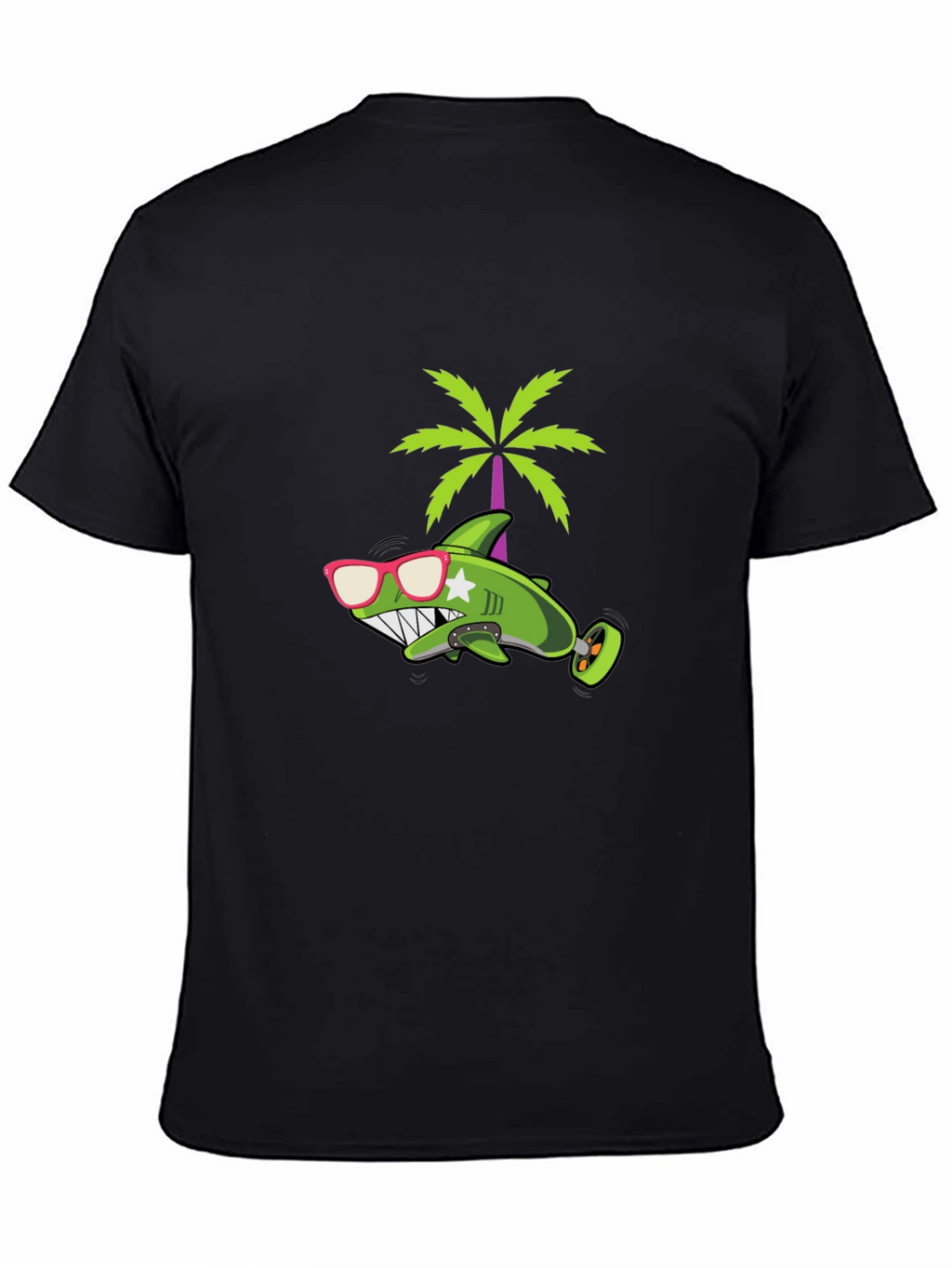 Cool Shark Graphic Tee - Black Cotton T-Shirt