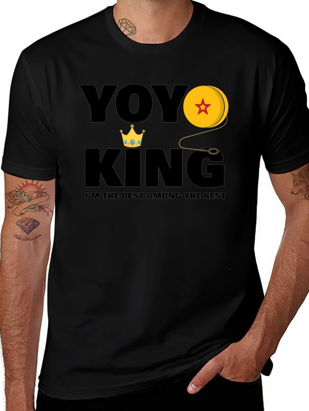 Yoyo King Graphic Tee - Black Cotton Blend