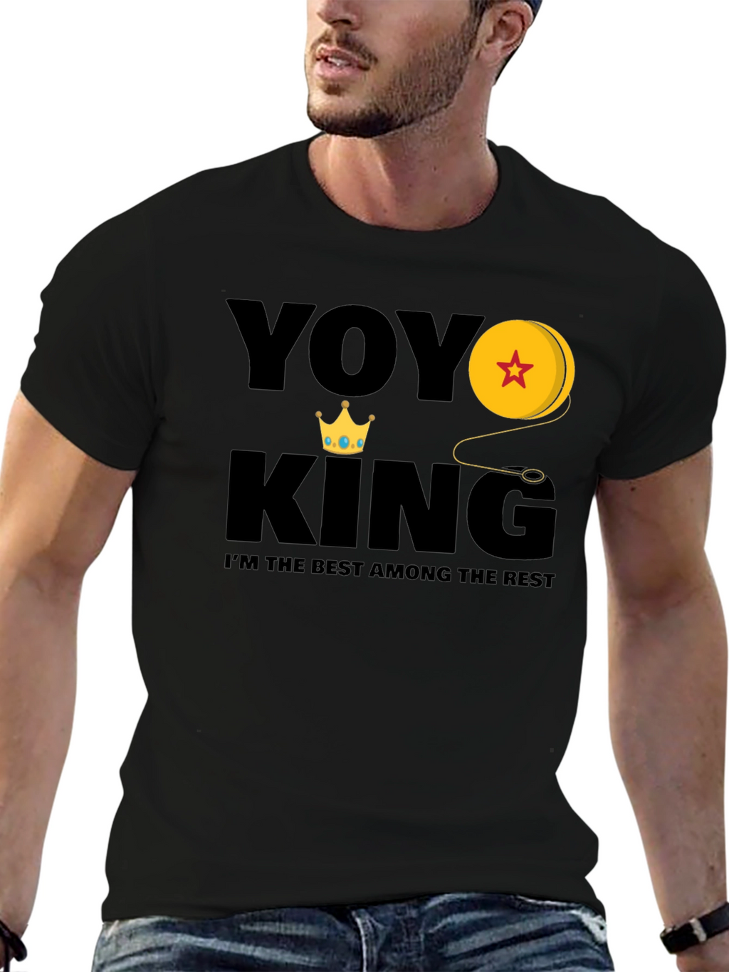 Yoyo King Graphic Tee - Black Cotton Blend