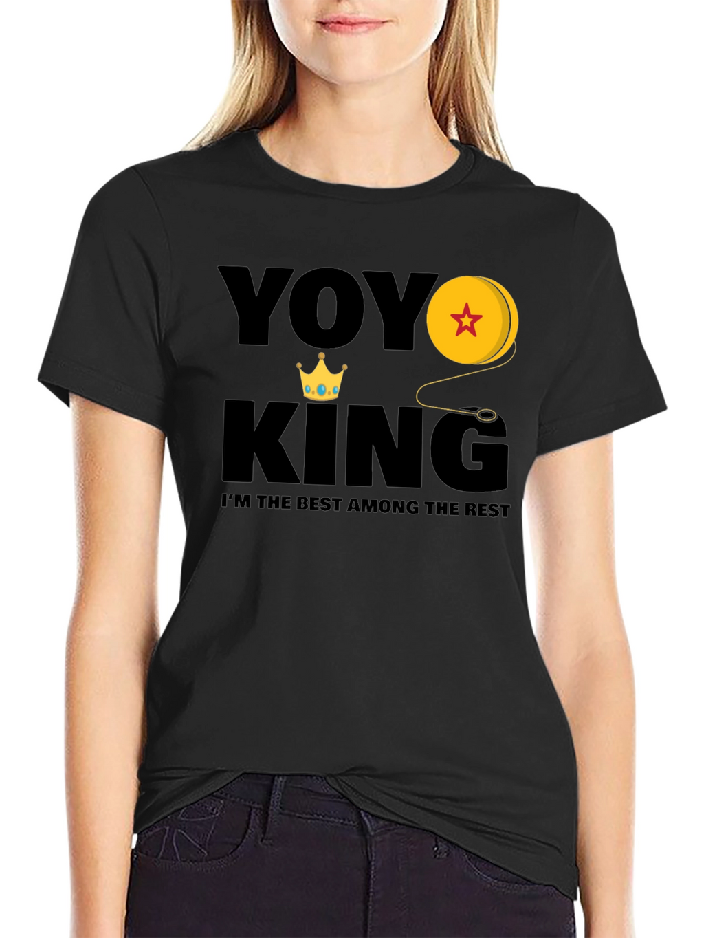 Yoyo King Graphic Tee - Black Cotton Blend
