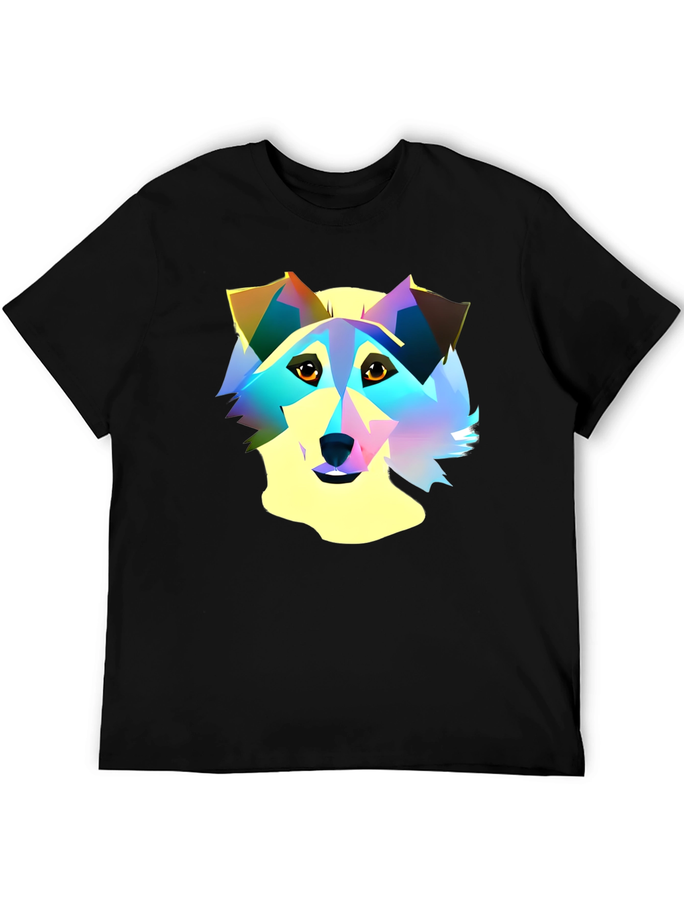 Colorful Geometric Dog Graphic T-Shirt