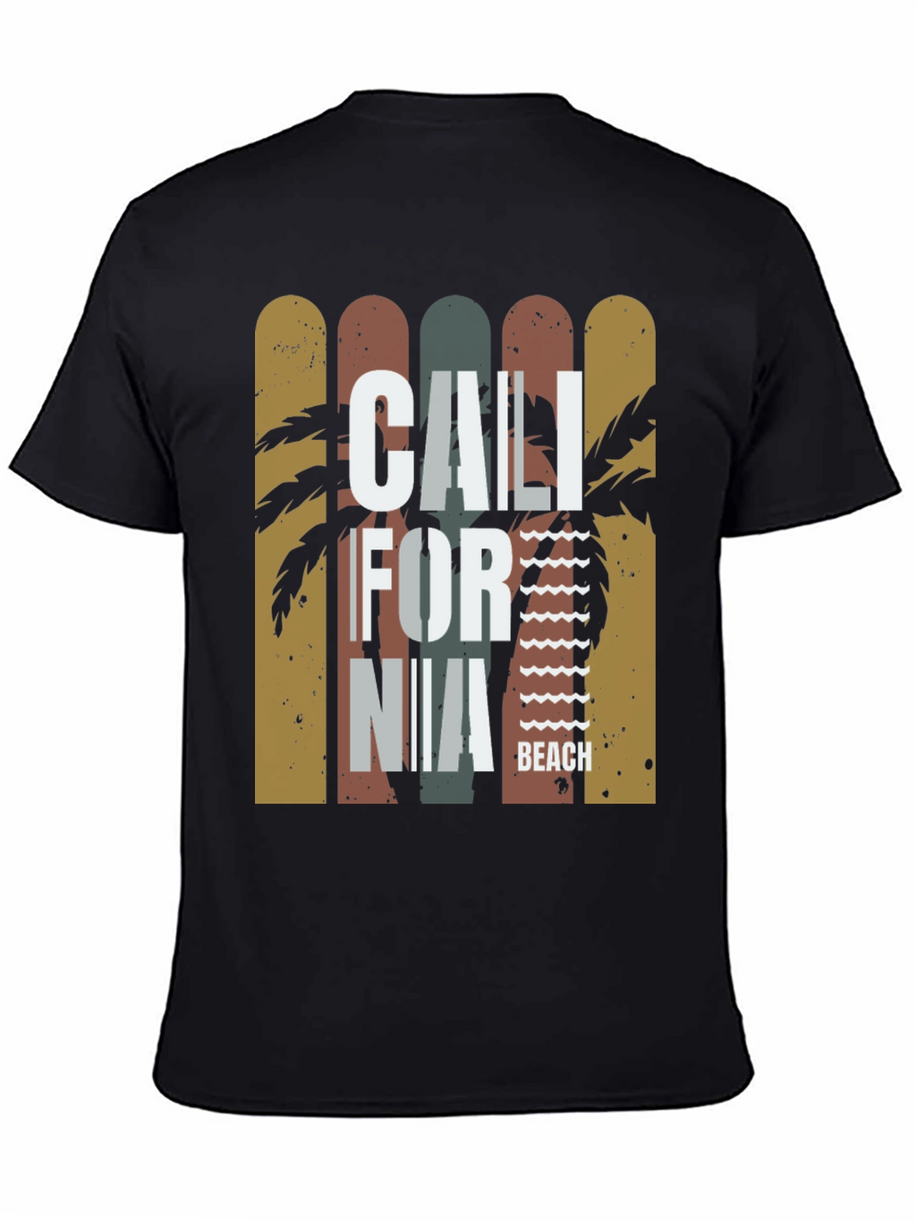 California Beach Black Graphic T-Shirt