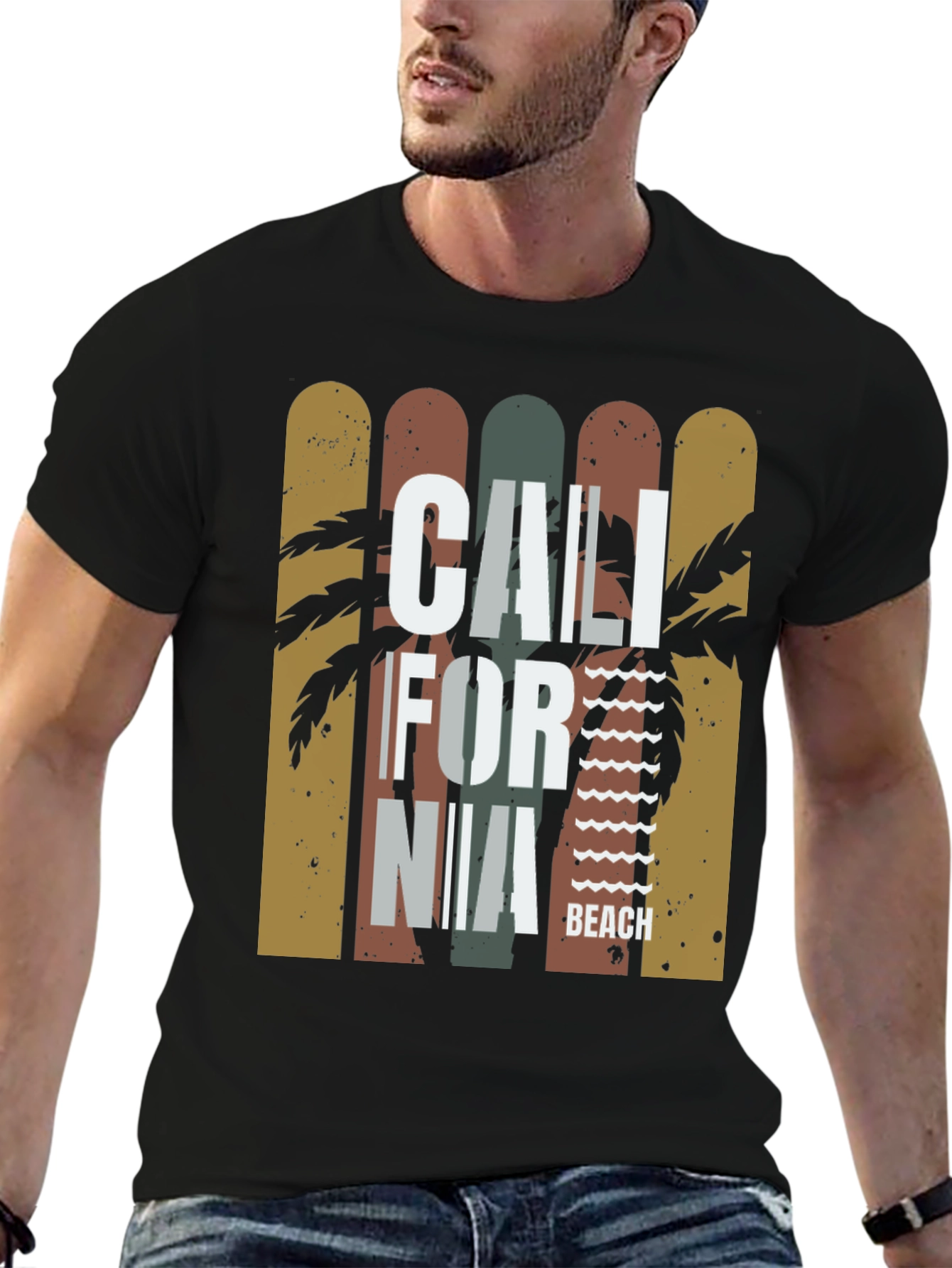 California Beach Black Graphic T-Shirt