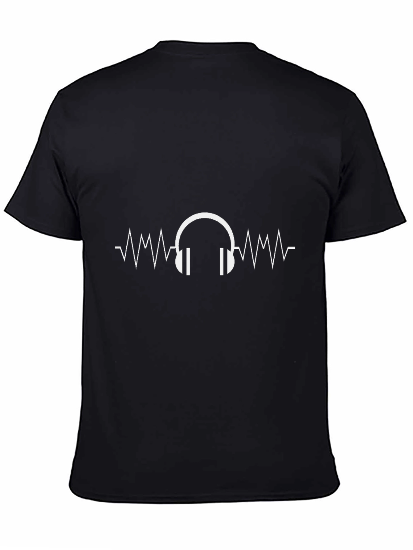 Headphone Heartbeat Graphic Black T-Shirt