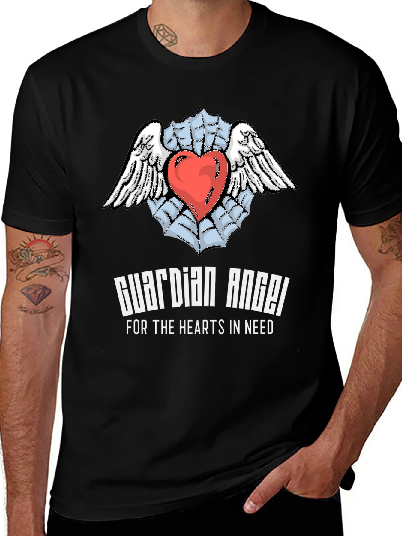 Guardian Angel Heart T-Shirt - Expressive Graphic Tee