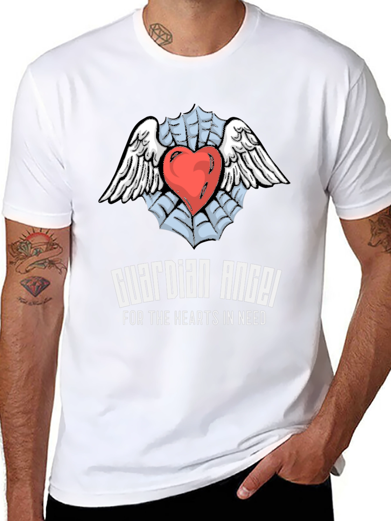 Guardian Angel Heart T-Shirt - Expressive Graphic Tee