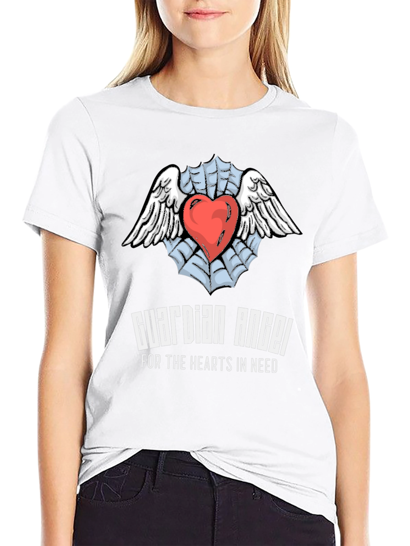 Guardian Angel Heart T-Shirt - Expressive Graphic Tee