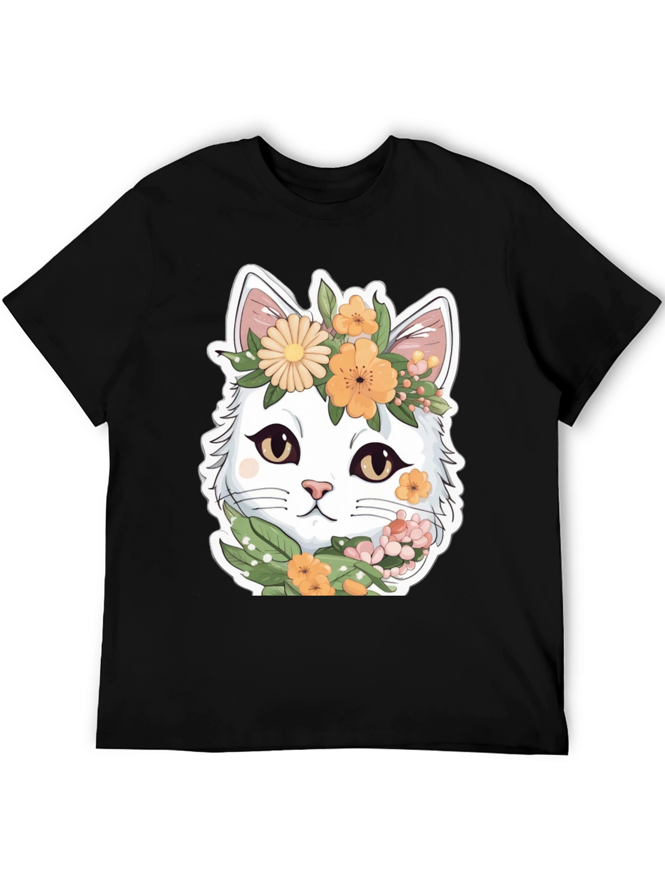 Floral Cat Graphic Tee - Soft & Stylish