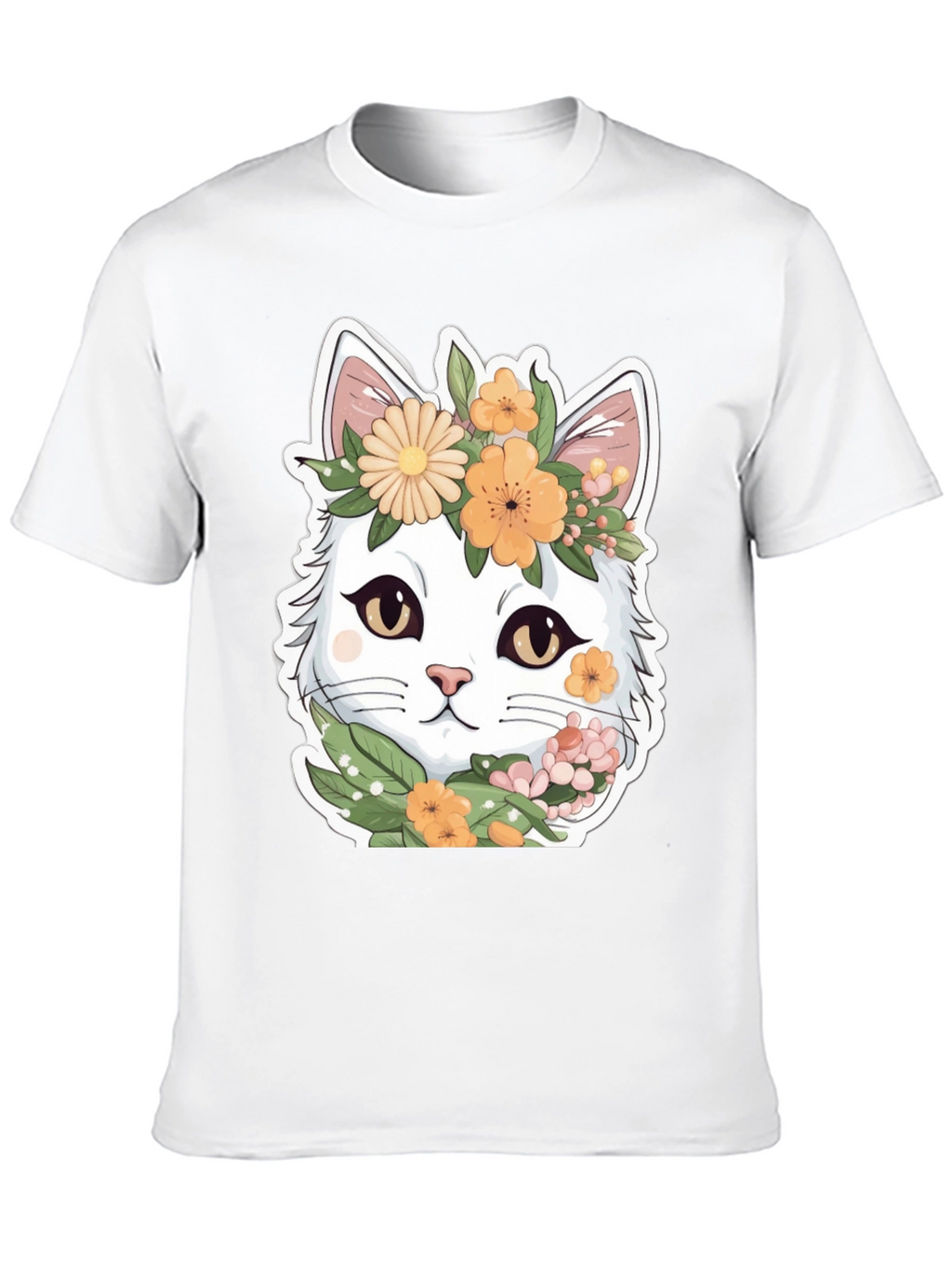 Floral Cat Graphic Tee - Soft & Stylish