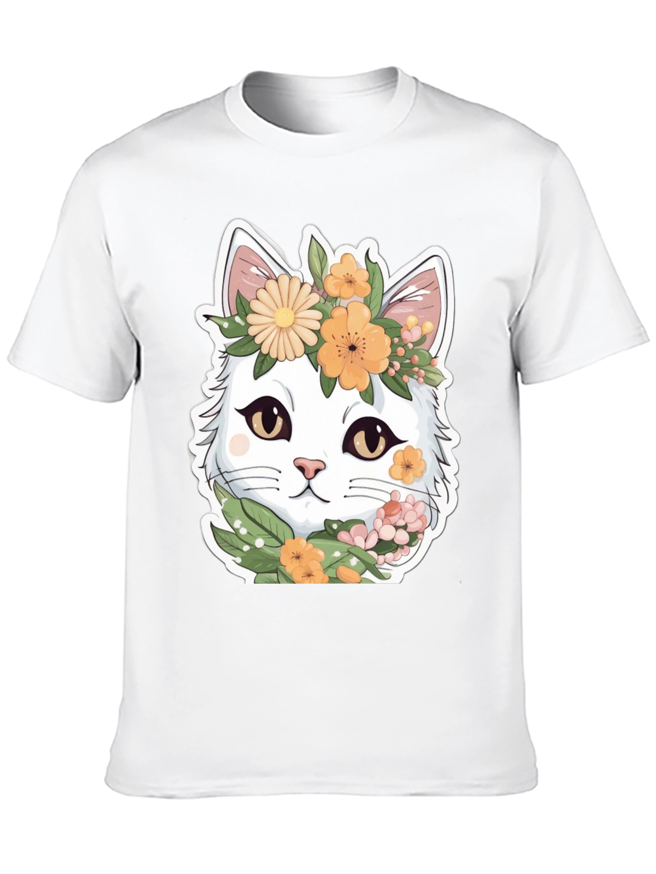 Floral Cat Graphic Tee - Soft & Stylish