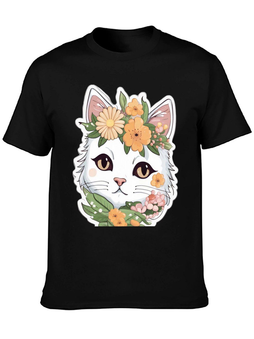 Floral Cat Graphic Tee - Soft & Stylish