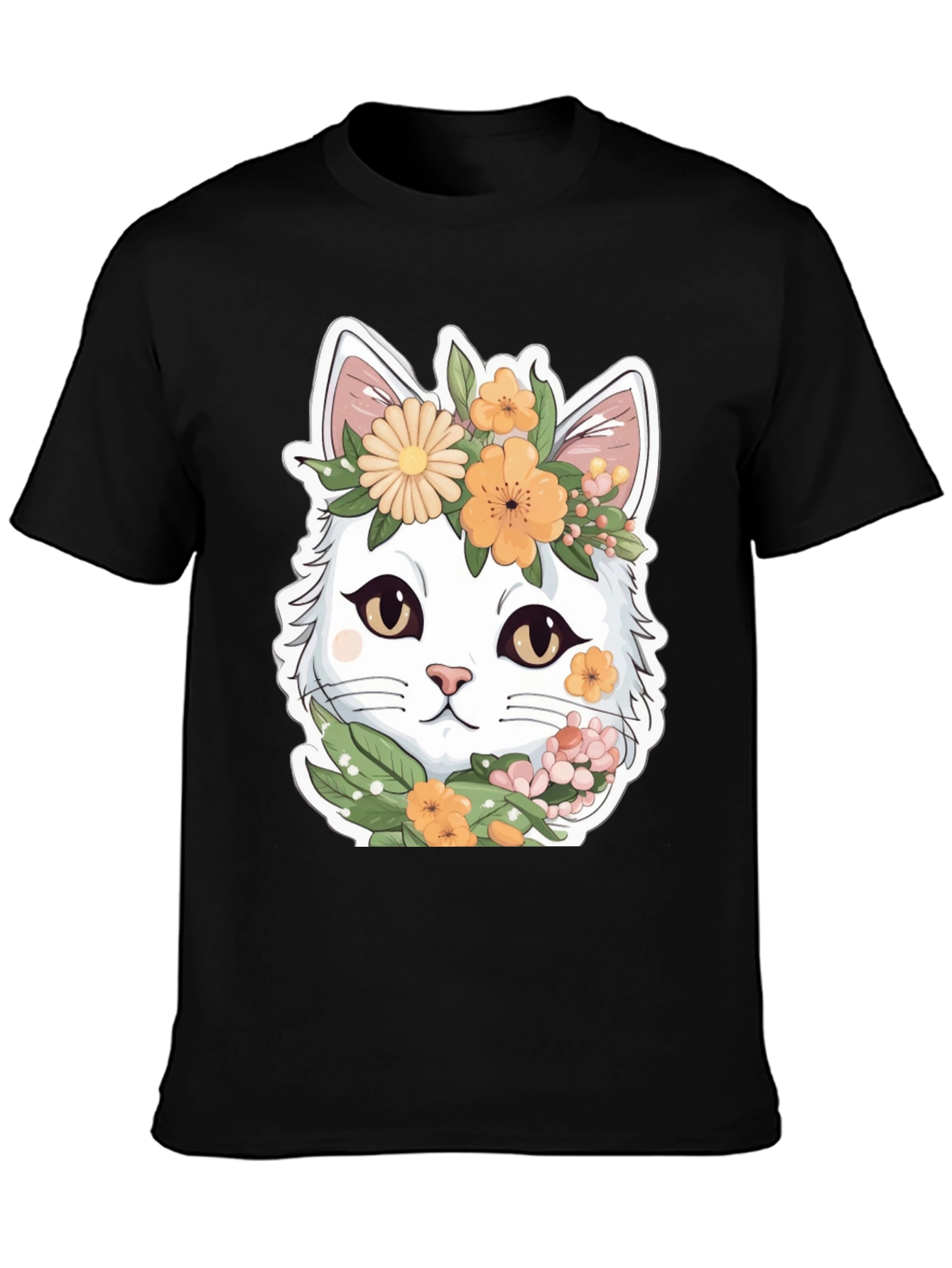 Floral Cat Graphic Tee - Soft & Stylish