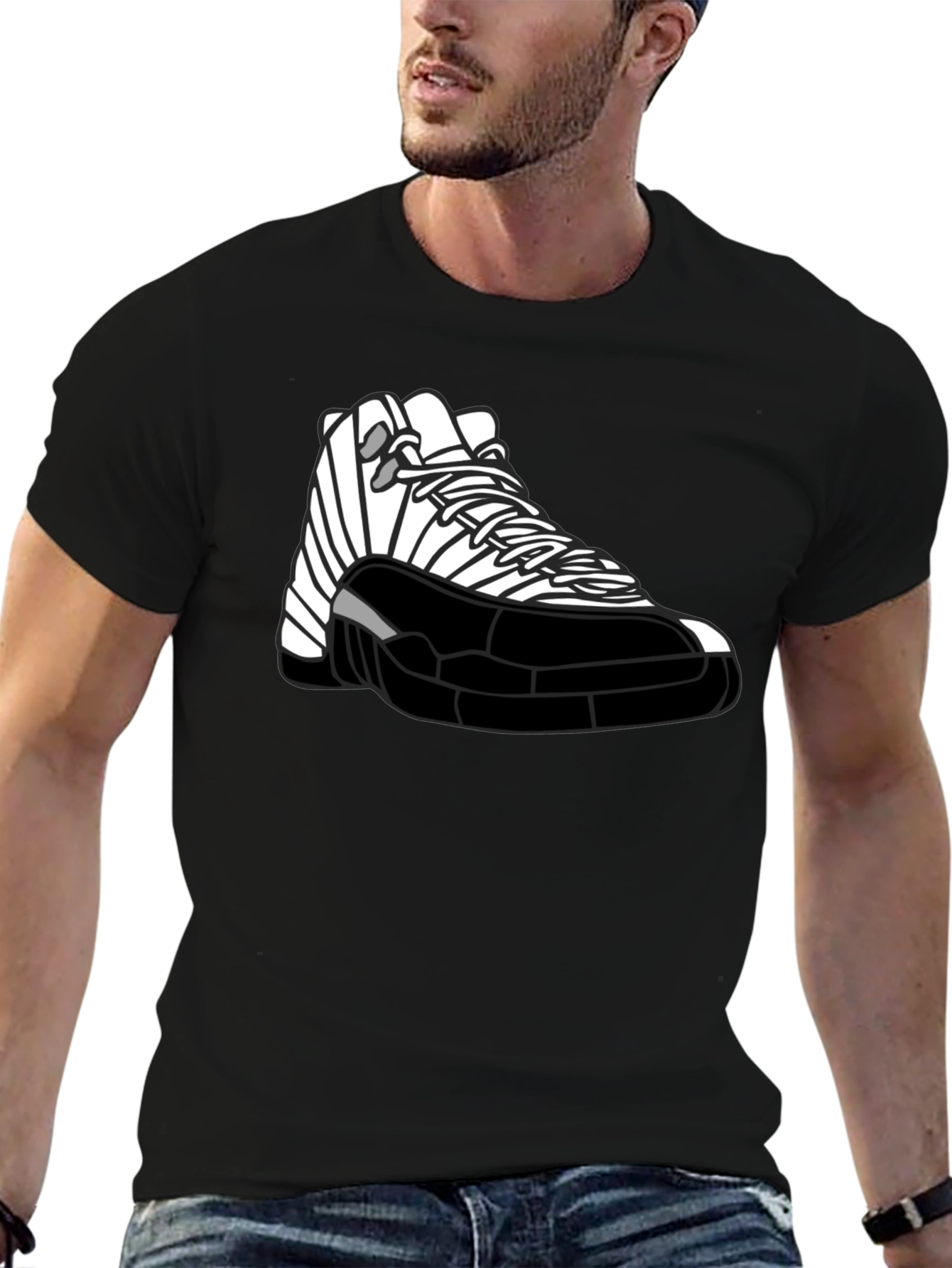 Jordan 12 Graphic Tee - Black & White Sneaker Shirt