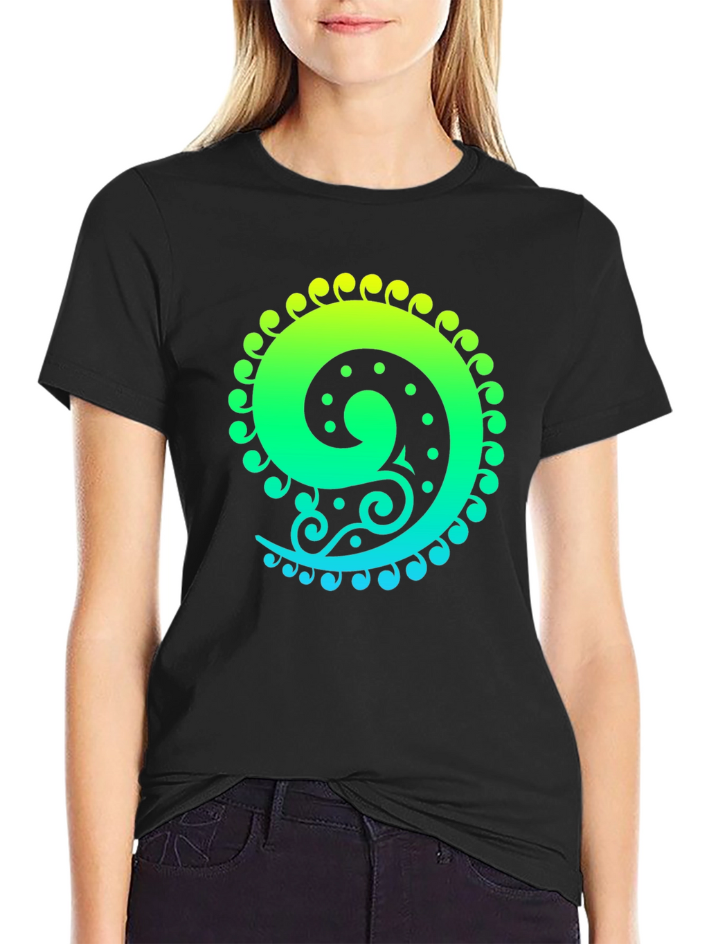 Spiral Graphic Tee - Black Cotton Blend