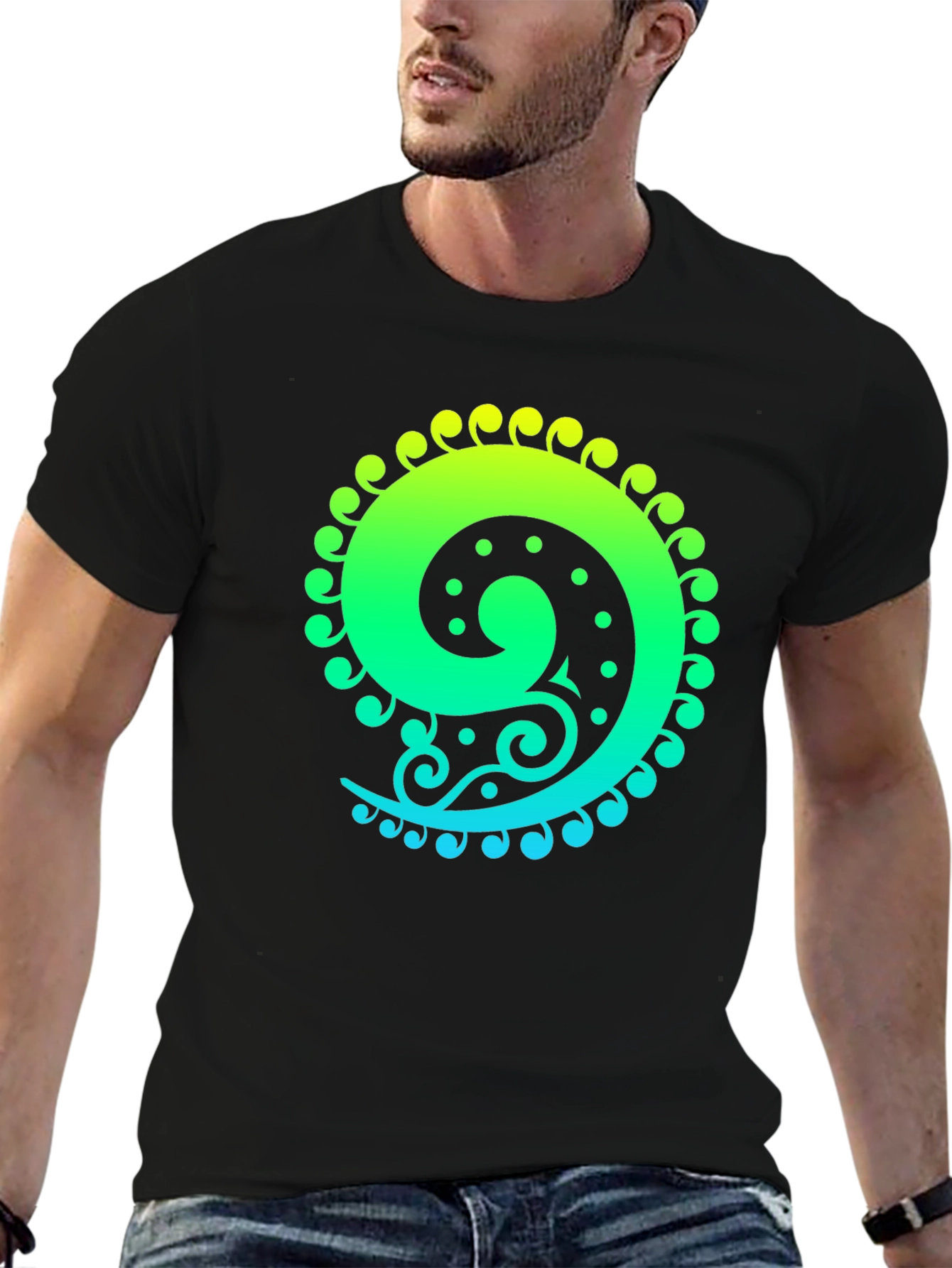 Spiral Graphic Tee - Black Cotton Blend