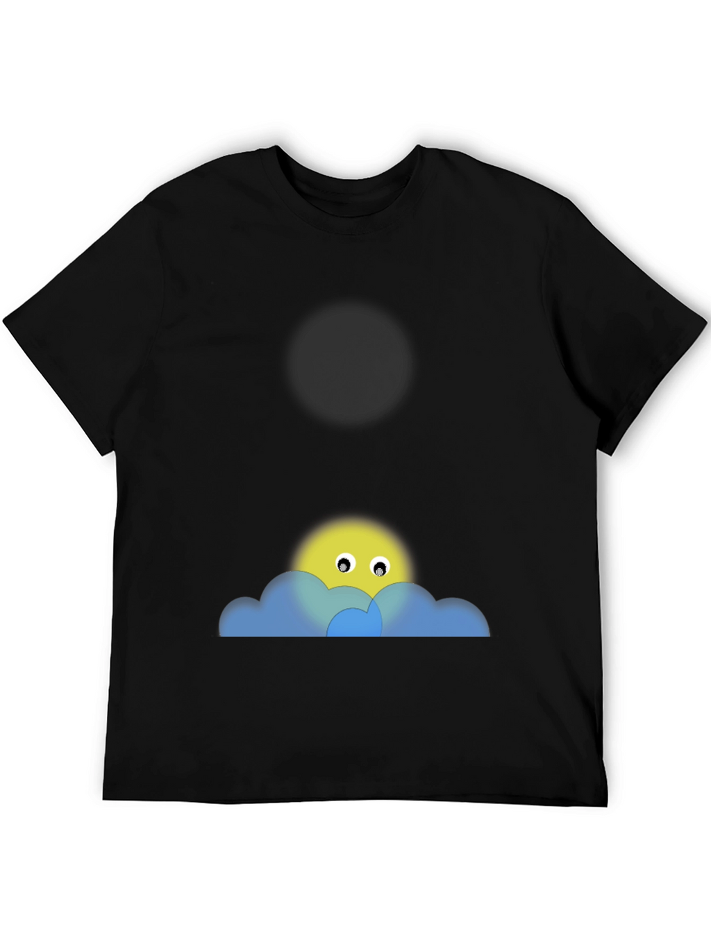 Black Tee with Peek-a-Boo Sun & Cloud Graphic