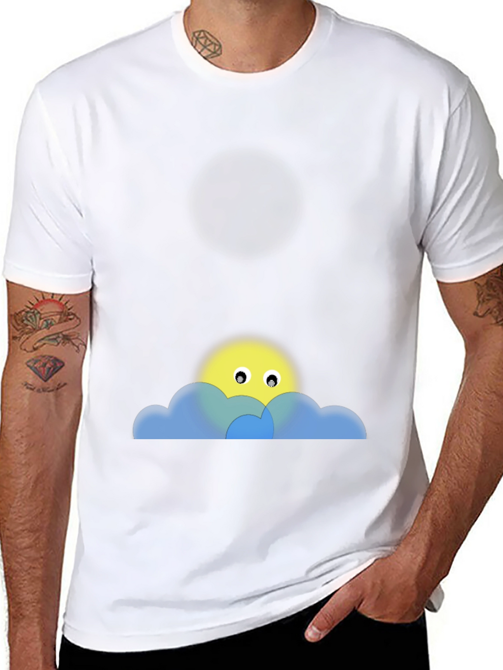 Black Tee with Peek-a-Boo Sun & Cloud Graphic