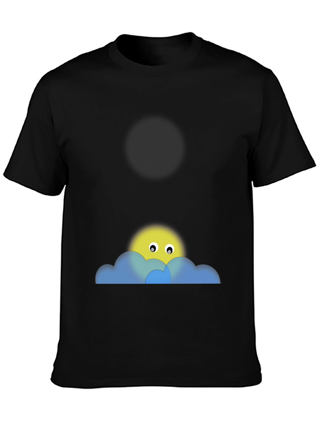 Black Tee with Peek-a-Boo Sun & Cloud Graphic