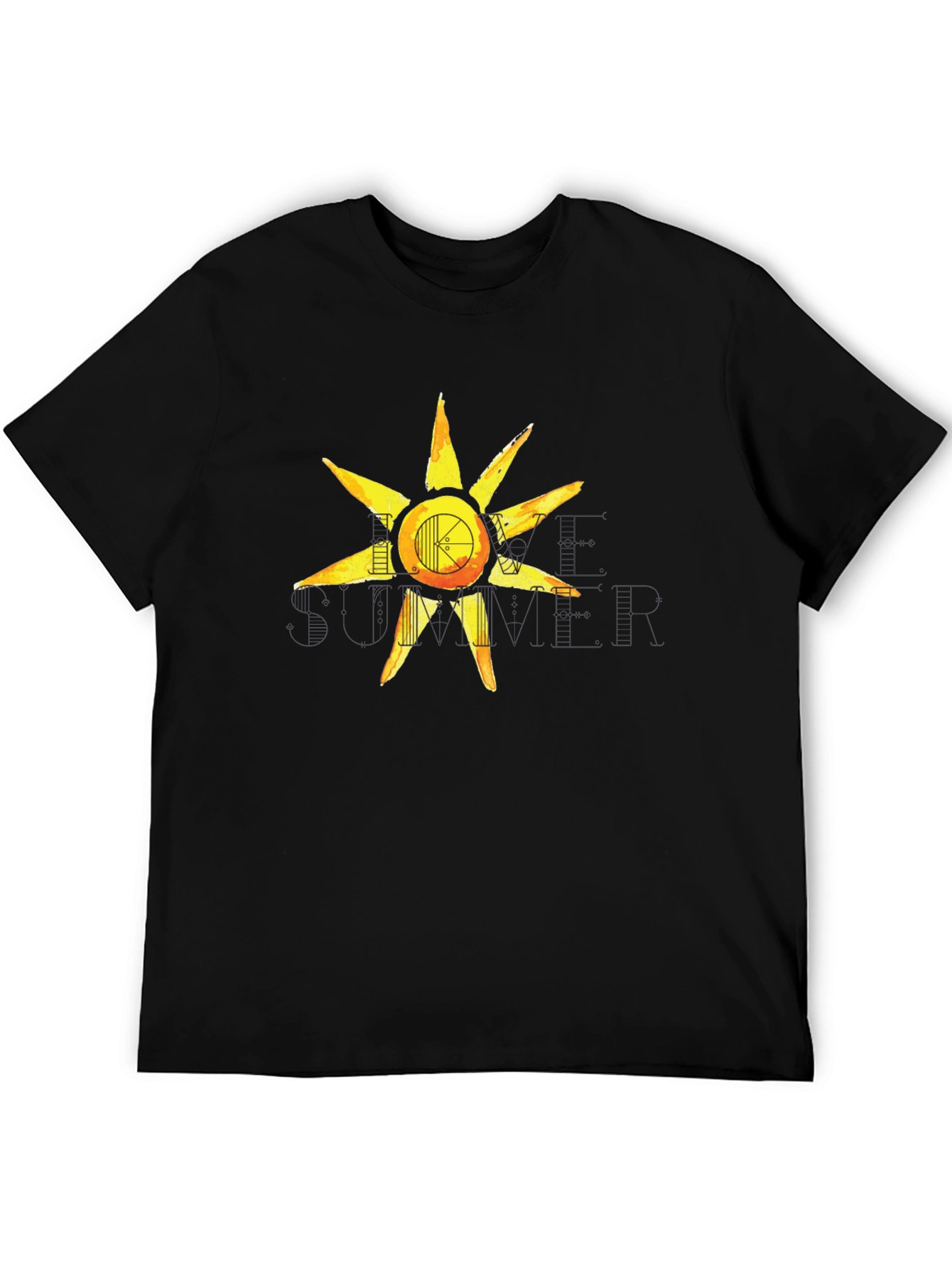 Artistic Sun Graphic Tee - Black Casual Shirt