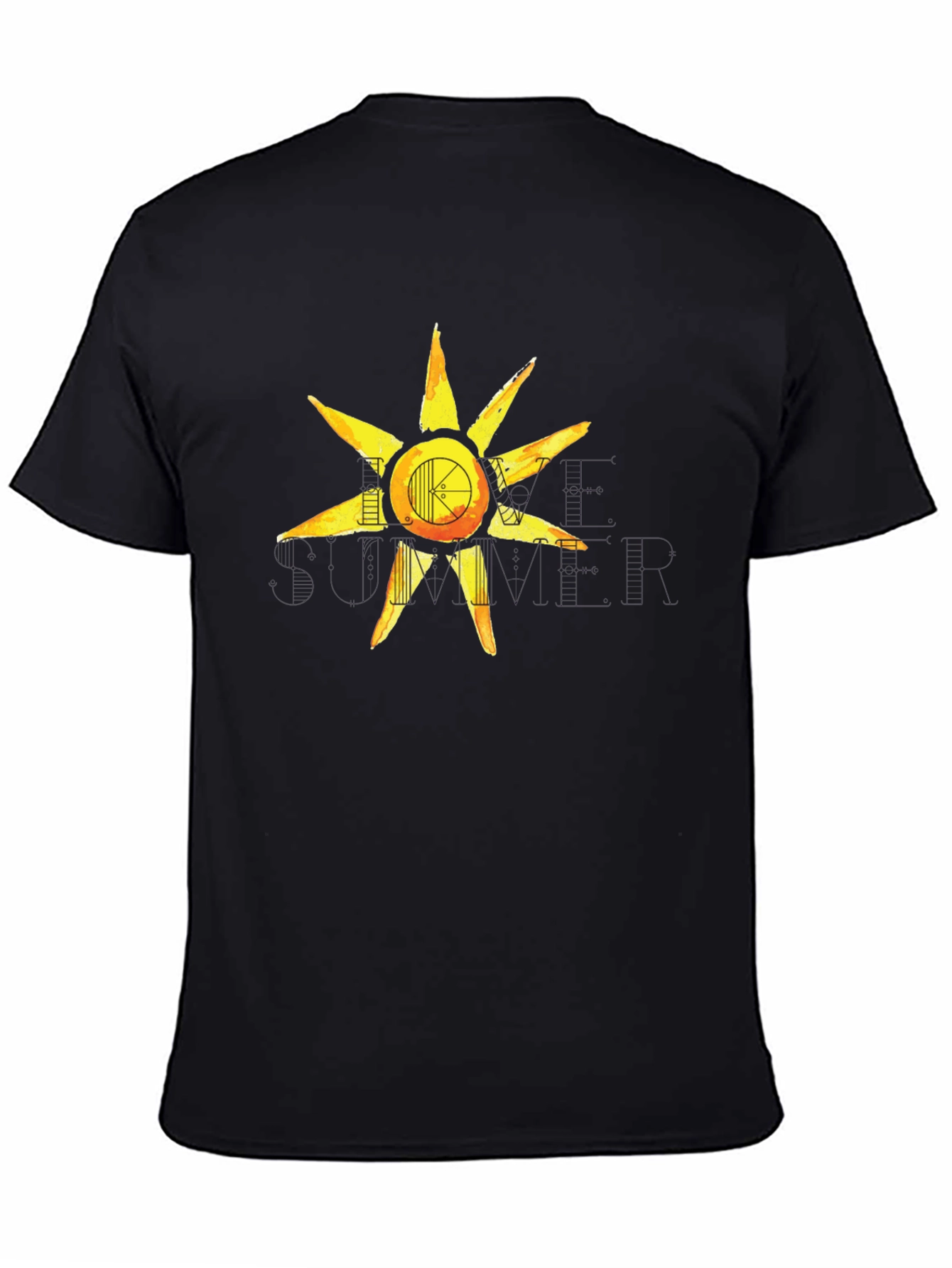 Artistic Sun Graphic Tee - Black Casual Shirt