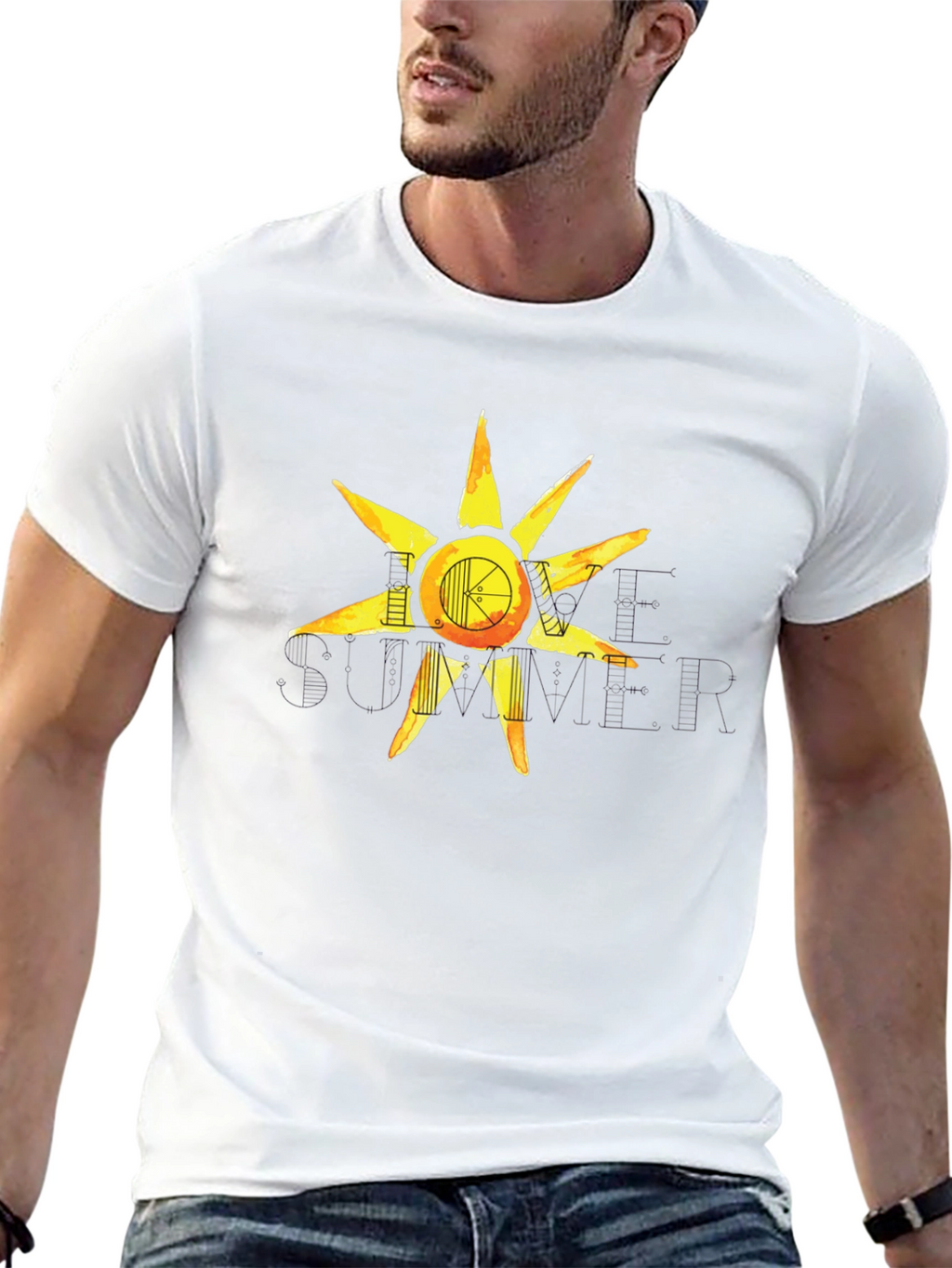 Artistic Sun Graphic Tee - Black Casual Shirt