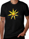 Artistic Sun Graphic Tee - Black Casual Shirt