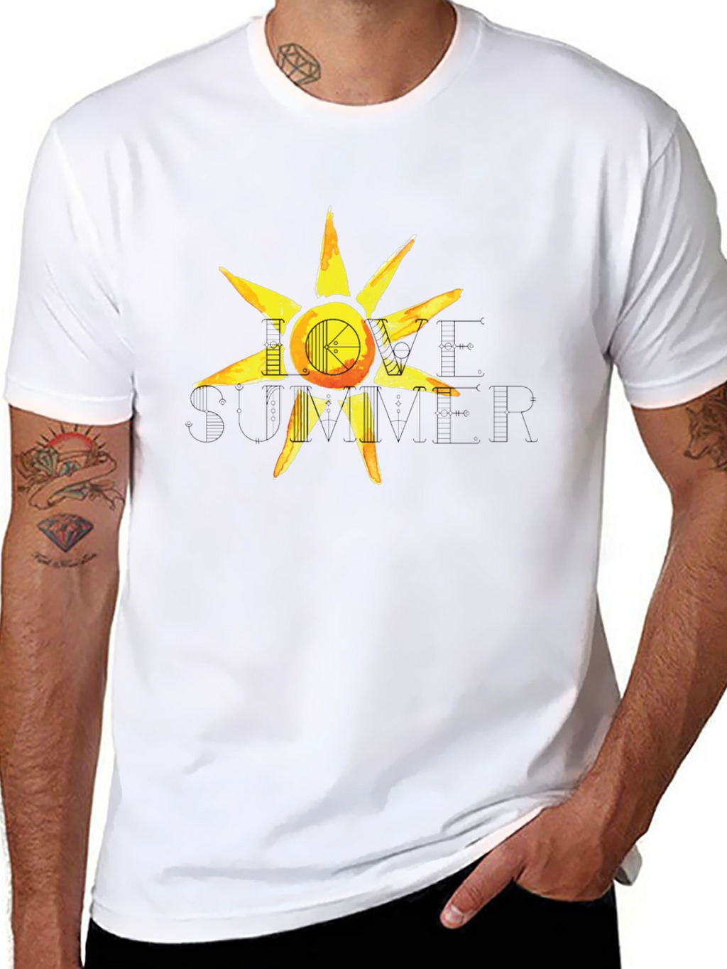 Artistic Sun Graphic Tee - Black Casual Shirt