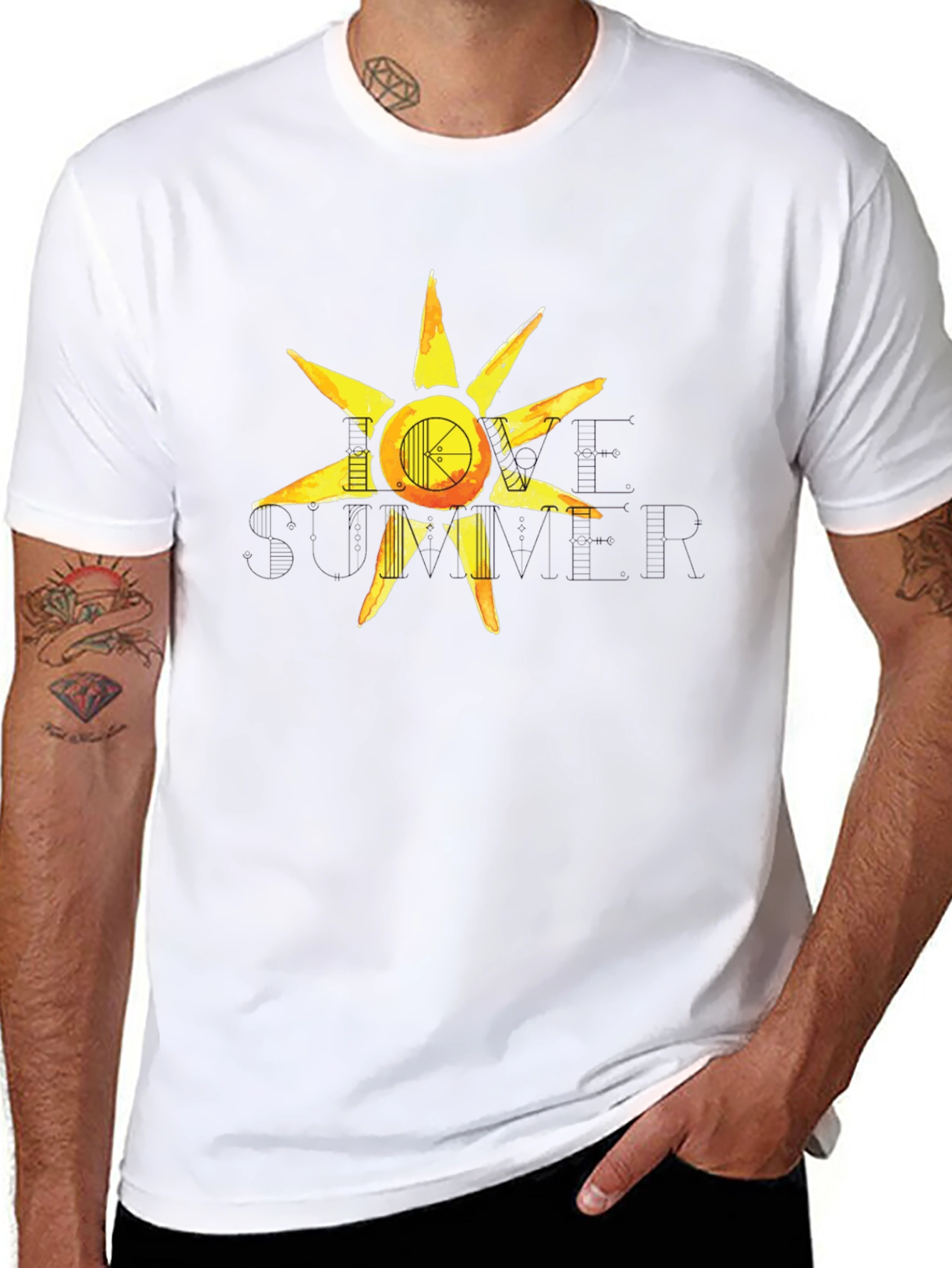 Artistic Sun Graphic Tee - Black Casual Shirt