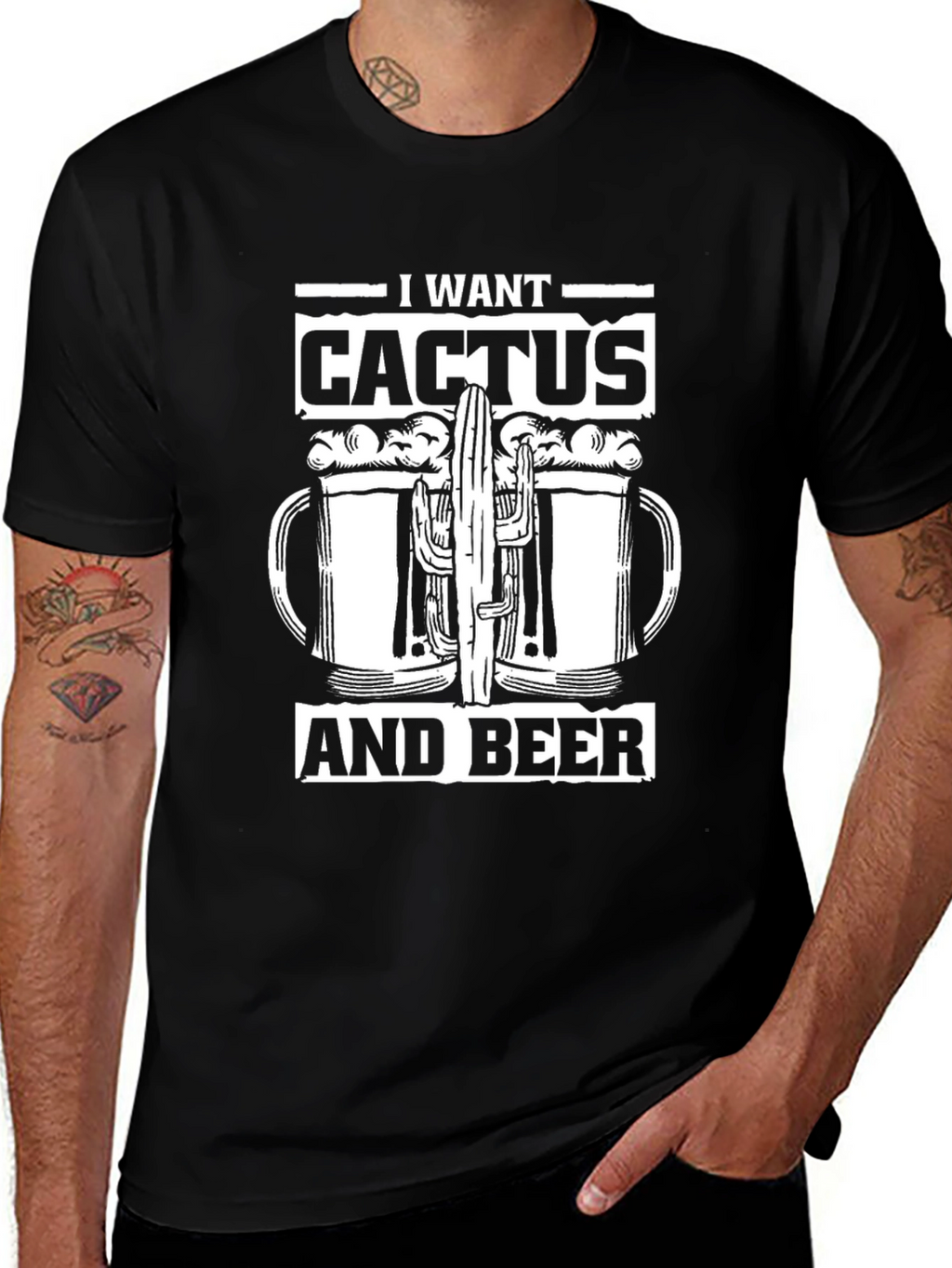 I Want Cactus and Beer Graphic Tee