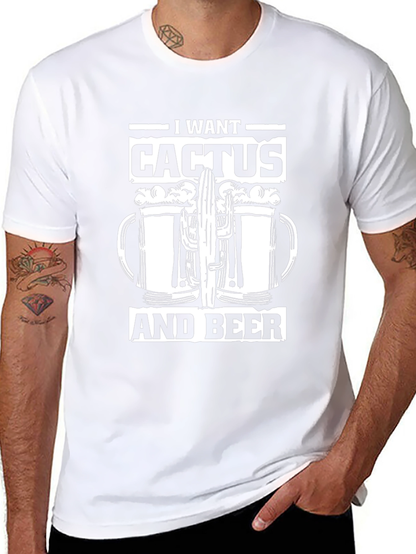 I Want Cactus and Beer Graphic Tee