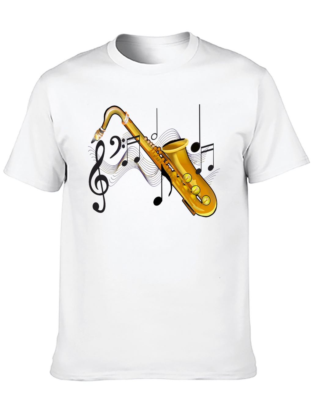 Saxophone Graphic Print Black T-Shirt