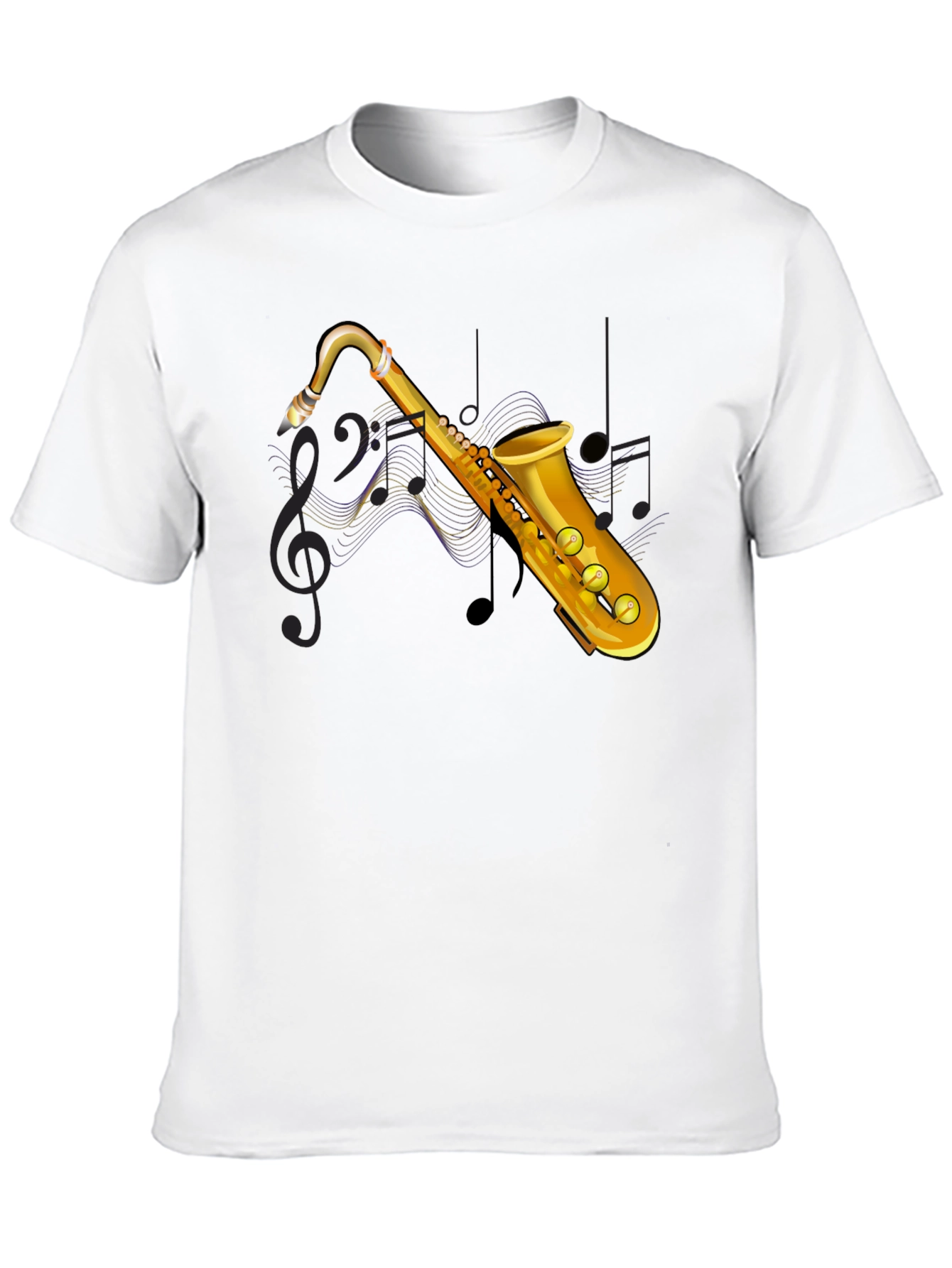Saxophone Graphic Print Black T-Shirt
