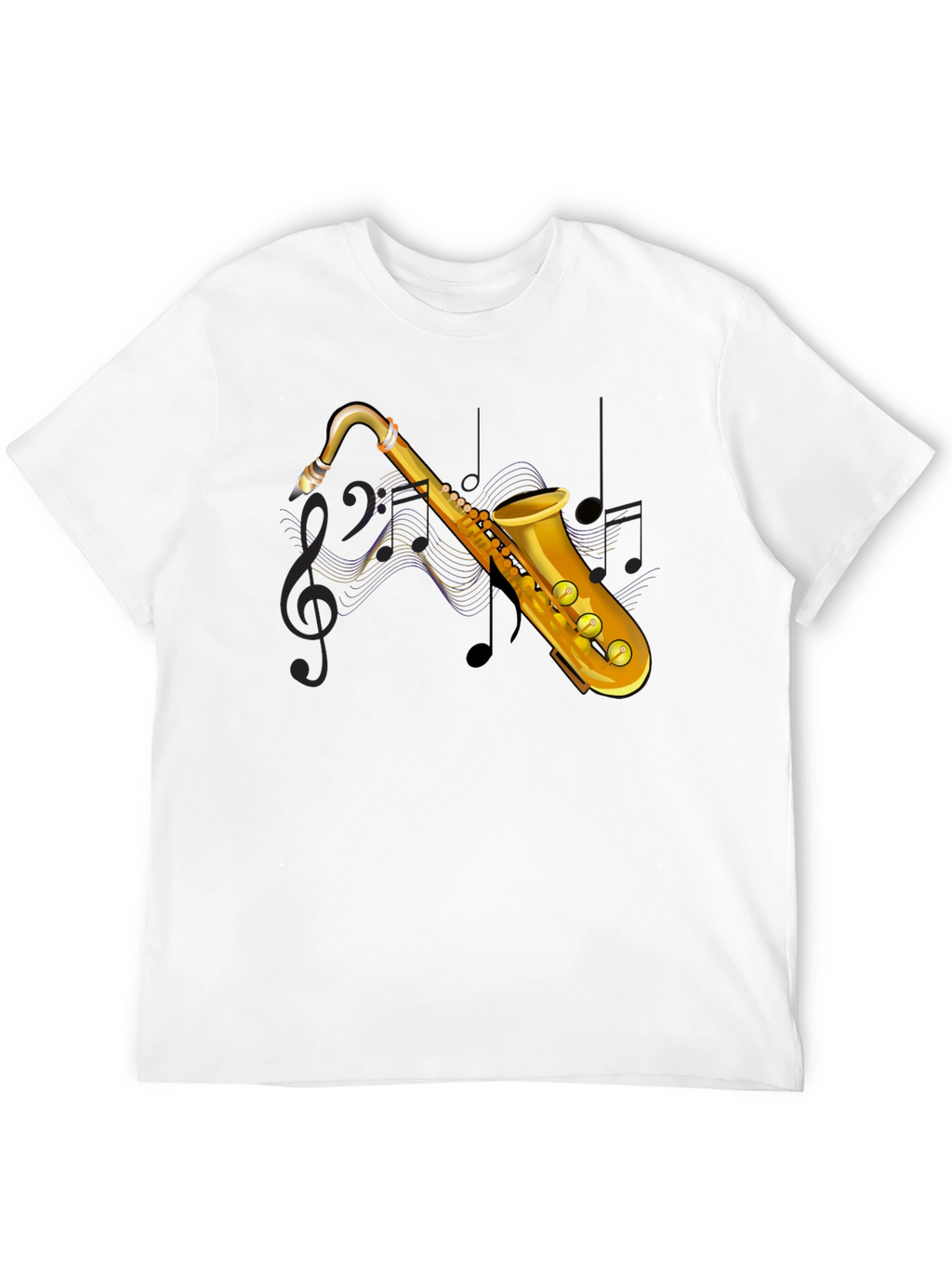 Saxophone Graphic Print Black T-Shirt