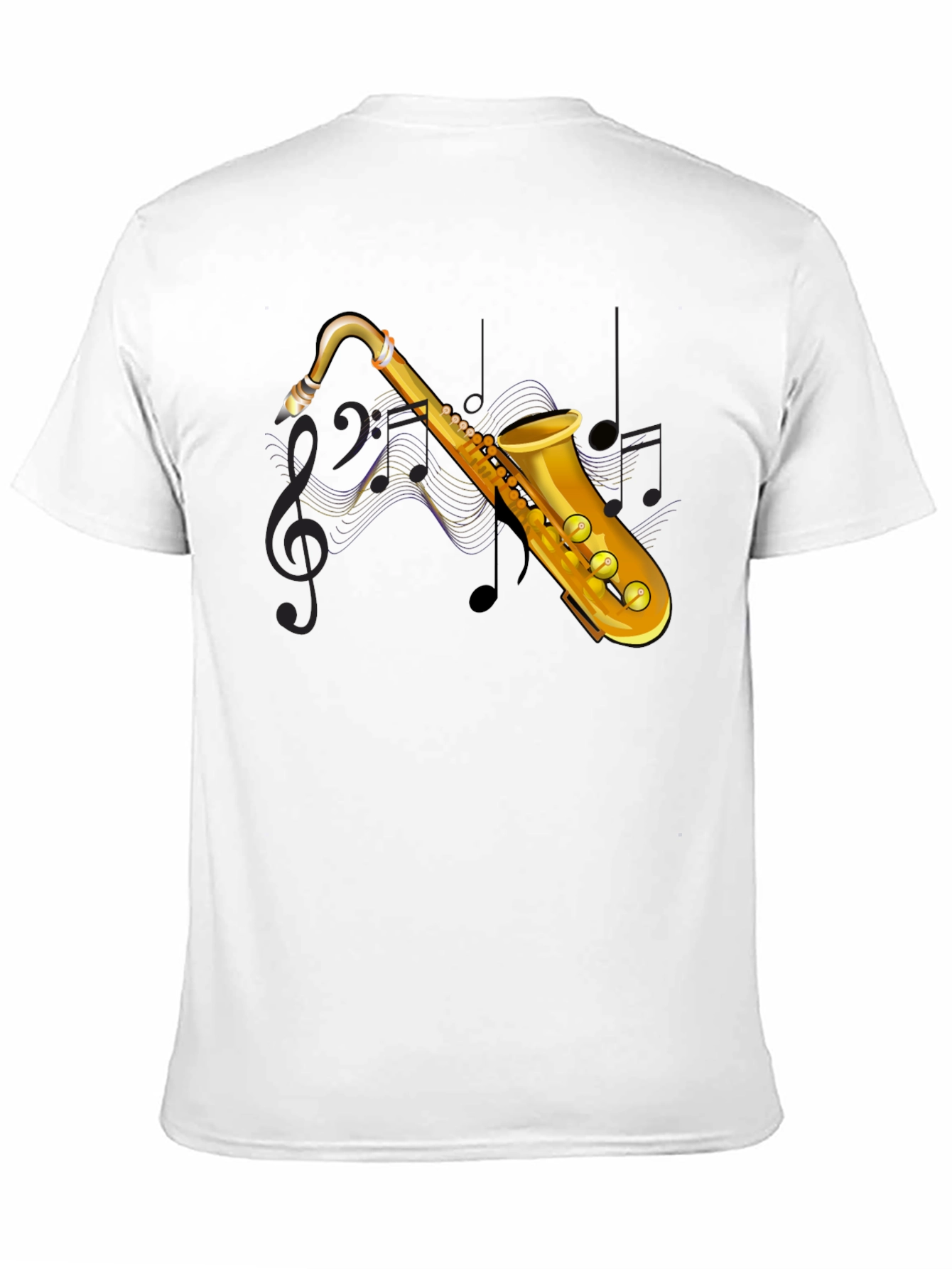 Saxophone Graphic Print Black T-Shirt