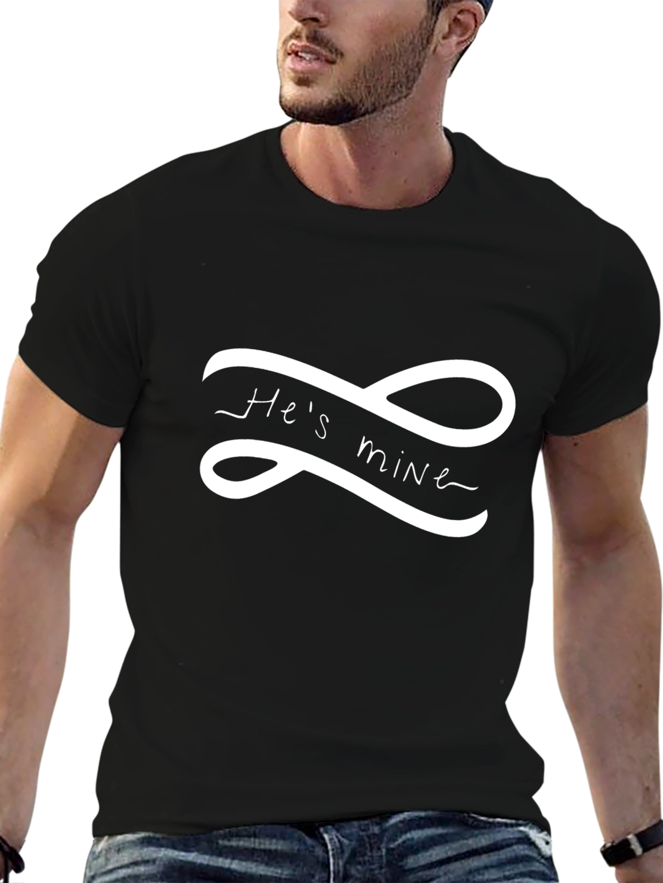 Hes Mine Graphic Tee - Black Crew Neck T-Shirt
